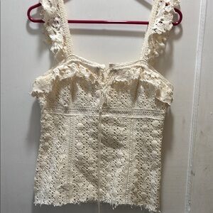 Cream Lace Sleeveless Top